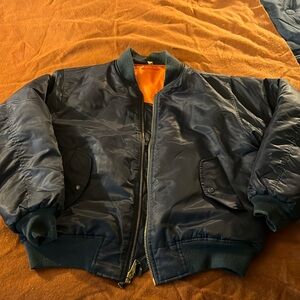 MENS LARGE THICK MIDNIGHT BLUE BOMBER JACKET 🔥🔥🔥